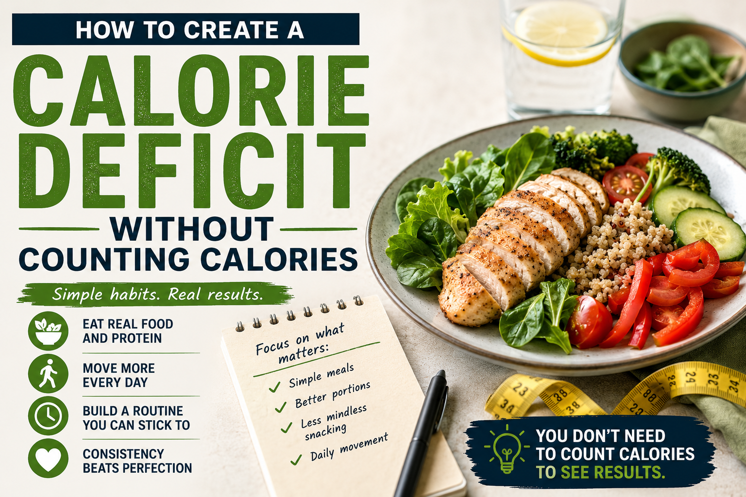 Calorie deficit without counting calories – simple weight loss routine