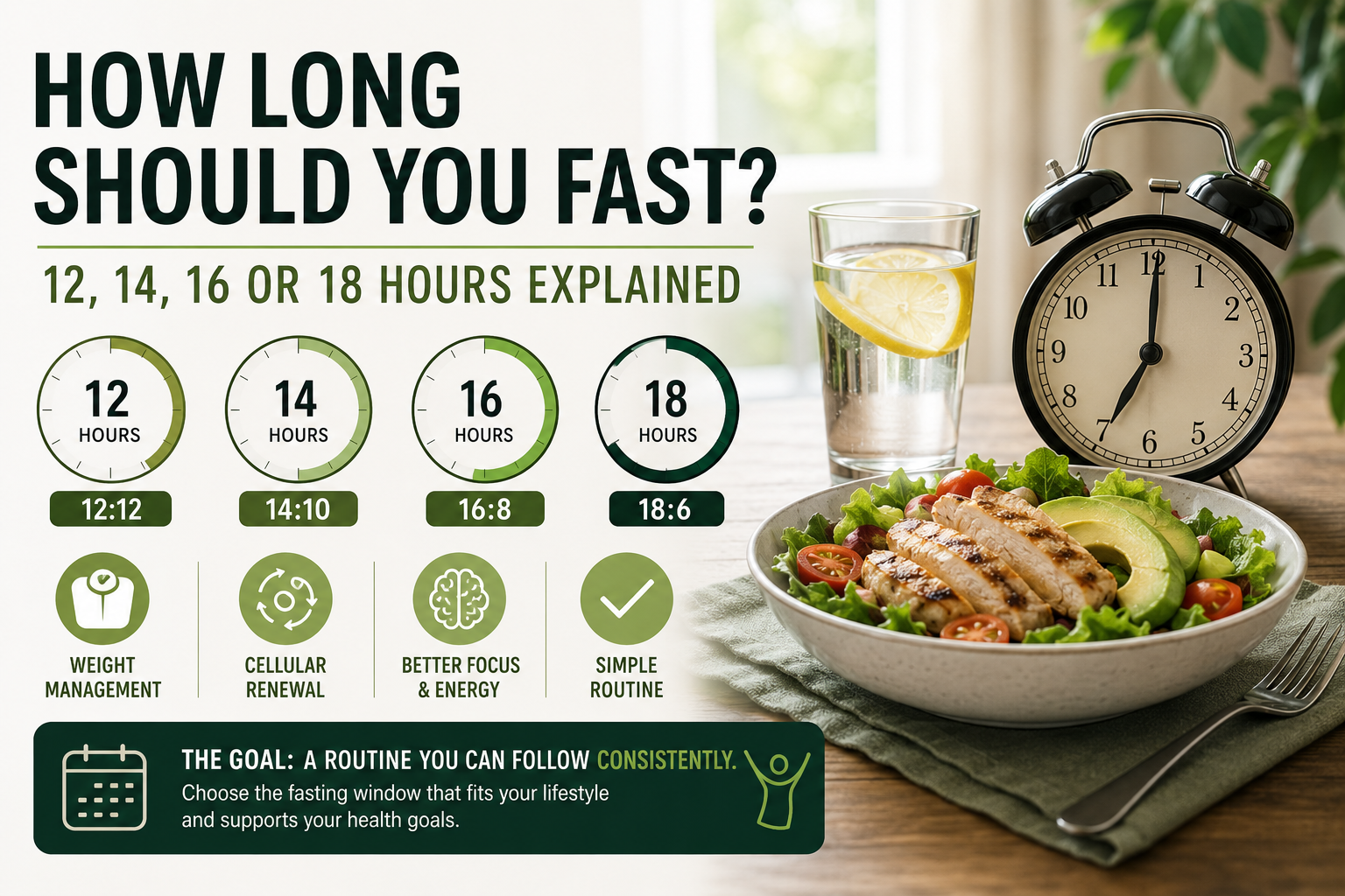 How long should you fast? 12, 14, 16 or 18 hour intermittent fasting windows