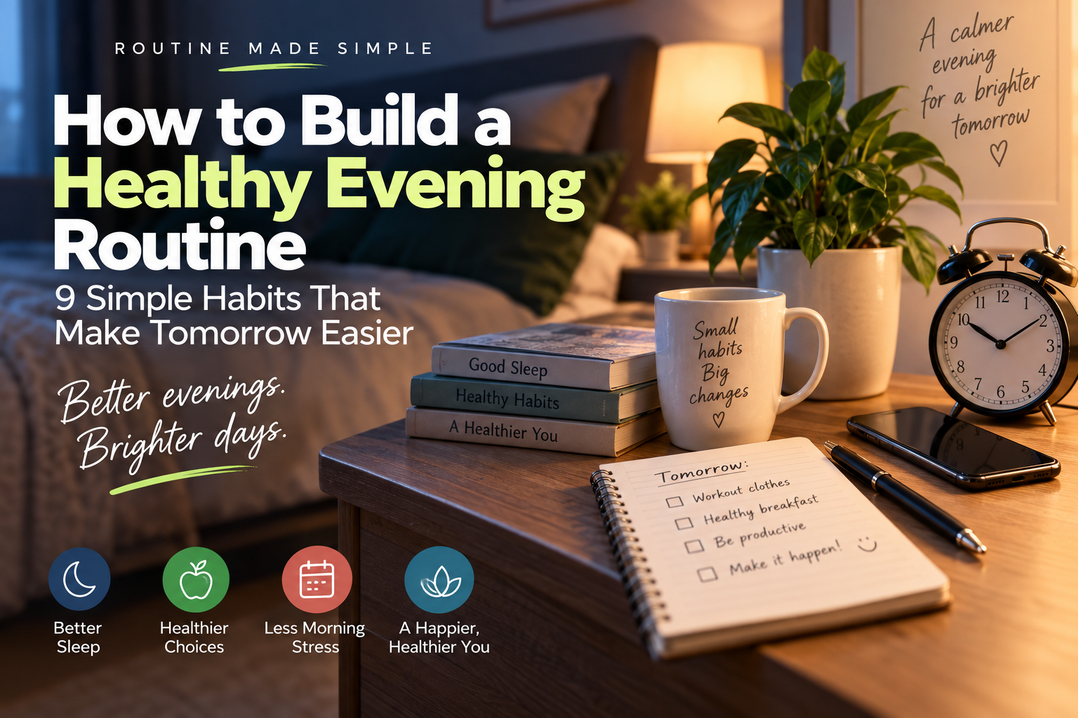 Healthy evening routine with simple habits for better sleep and an easier morning